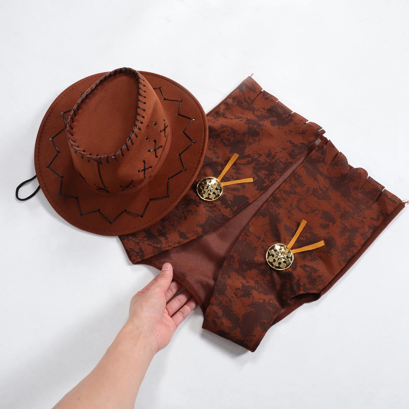 

2 Pcs Denim Theme Cowboy Costume Set Vest Hat Kids Childrens Cosplay Party Halloween Western Dress-UpToddler Boy Girl Role Play