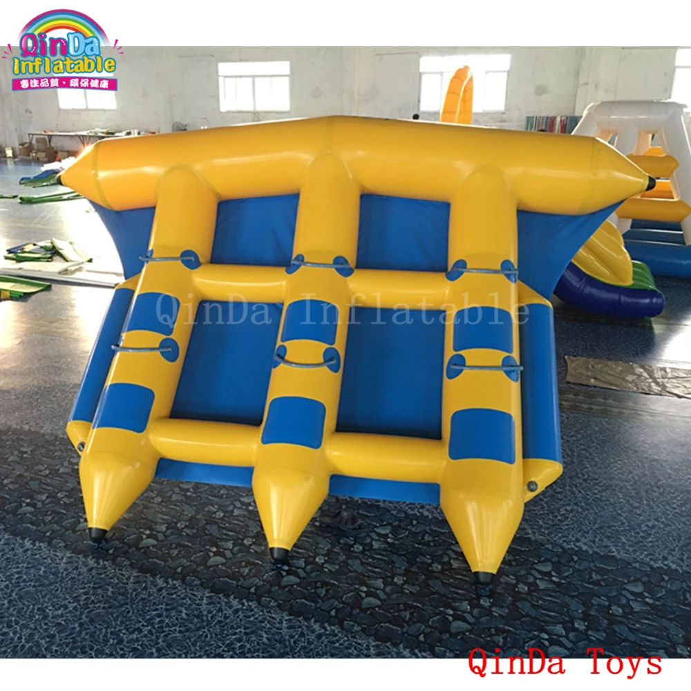 Water Toy Crazy Gonflable Flyfish Banana Boat With Free Pump,4*3m Inflatable Flying Fish Boat For Sale