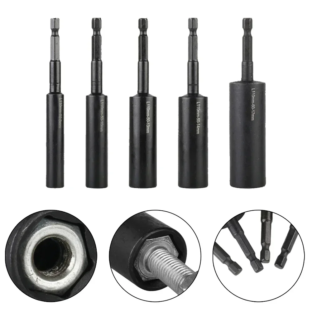 1Pc 110mm Deepen Socket Wrenches Hexagon Nut Set Socket Adapter Driver Drill Bit H8-H17 For Home DIY Carpentry Auto Parts Tools