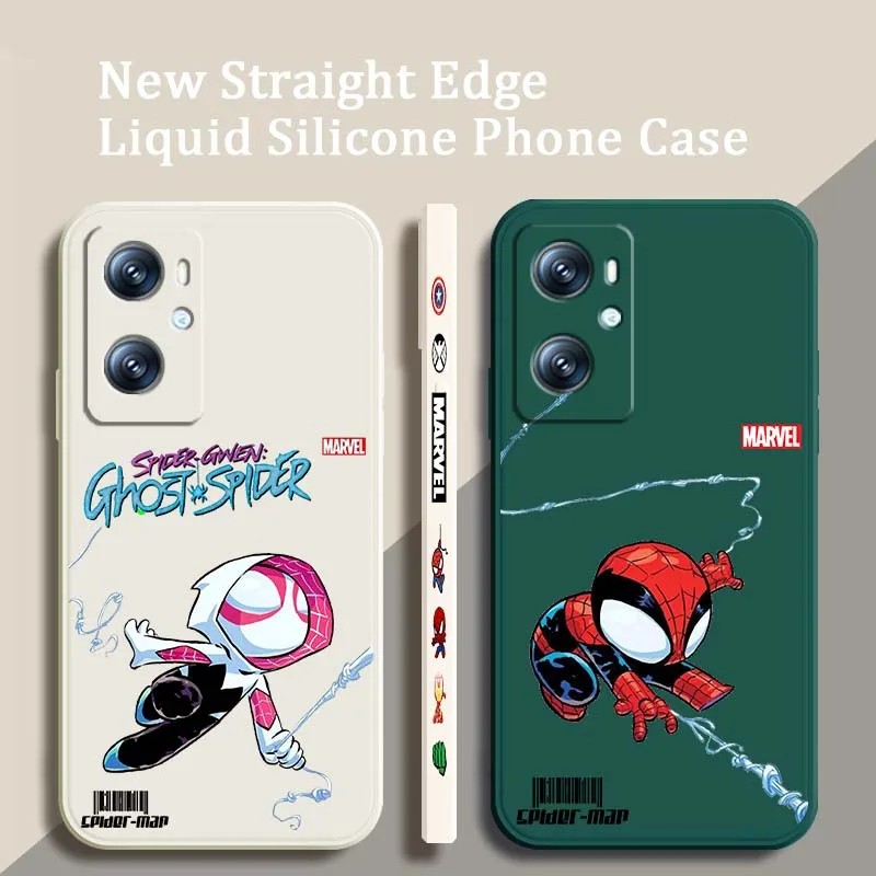

Marvel Spider-Man Spider Gwen Phone Case For OPPO Find X5 A11 A16K A53 A98 A3 A57 A72 A73 A96 A74 A9 A5 5G Liquid Left Rope