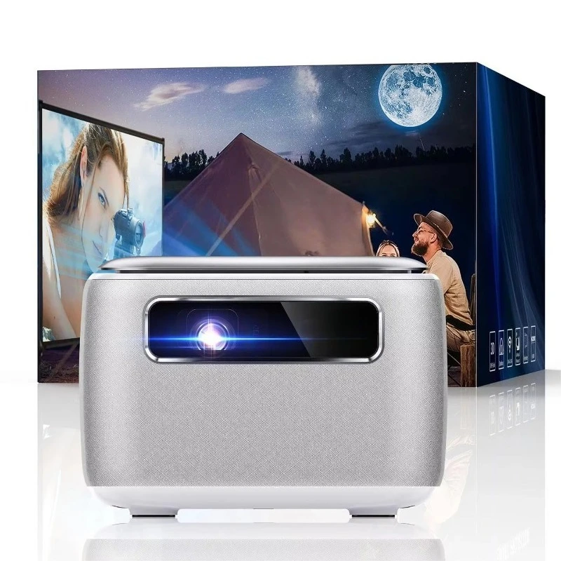 New Portable Mini DLP Android 9.0 Projector with 600ANSI 3D 4K LED Lamp and 5GWIFI V8 for Home Theatre Smart Mini Projector