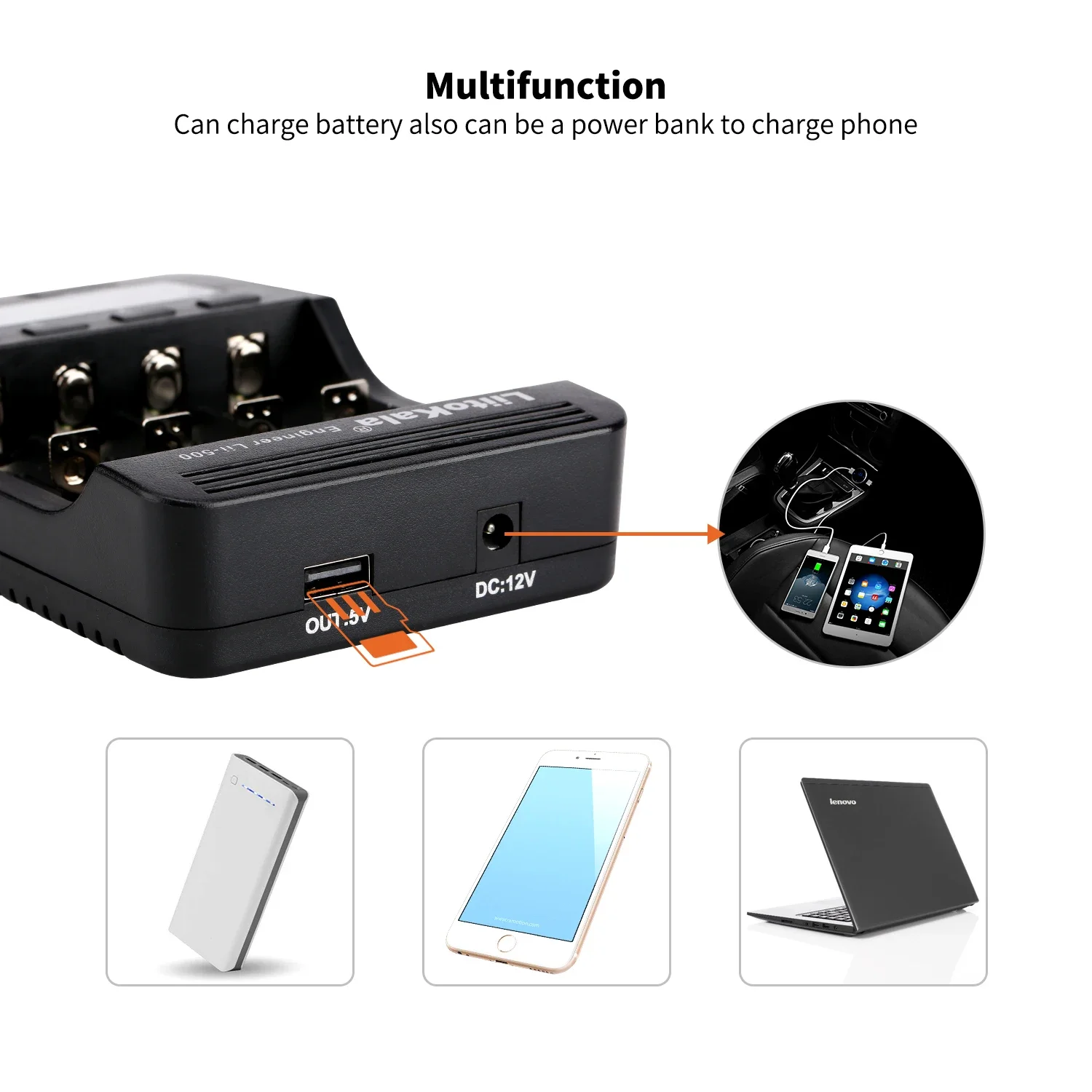 LiitoKala Lii-500 LCD Intelligent Battery Charger for AA AAA 18650 26650 16340 14500 10440 18500 No Adapter Included image 4