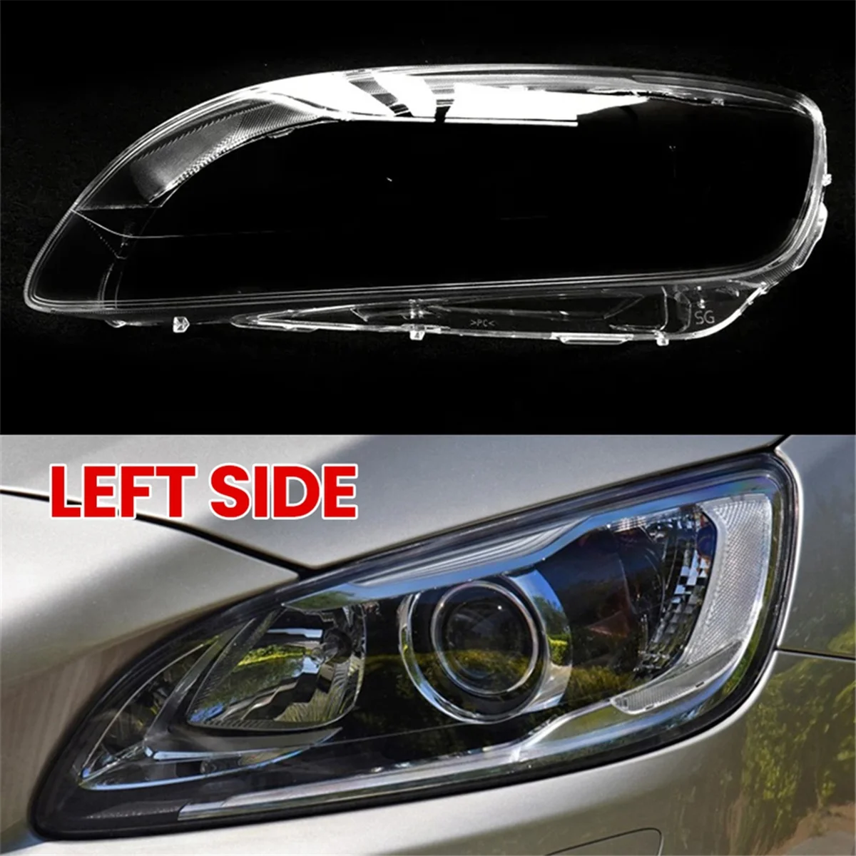 For S60 S60L 2014-2019 Transparent Lampshade Headlight Mask Cover Headlamp Shell Lens Left