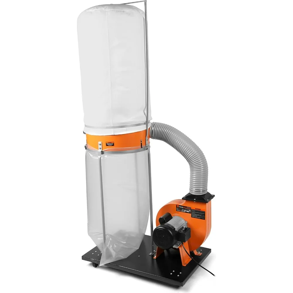 مجمع غبار النجارة 1300 CFM 14 أمبير مع حقيبة سعة 50 جالون وقاعدة متنقلة، أسود #1