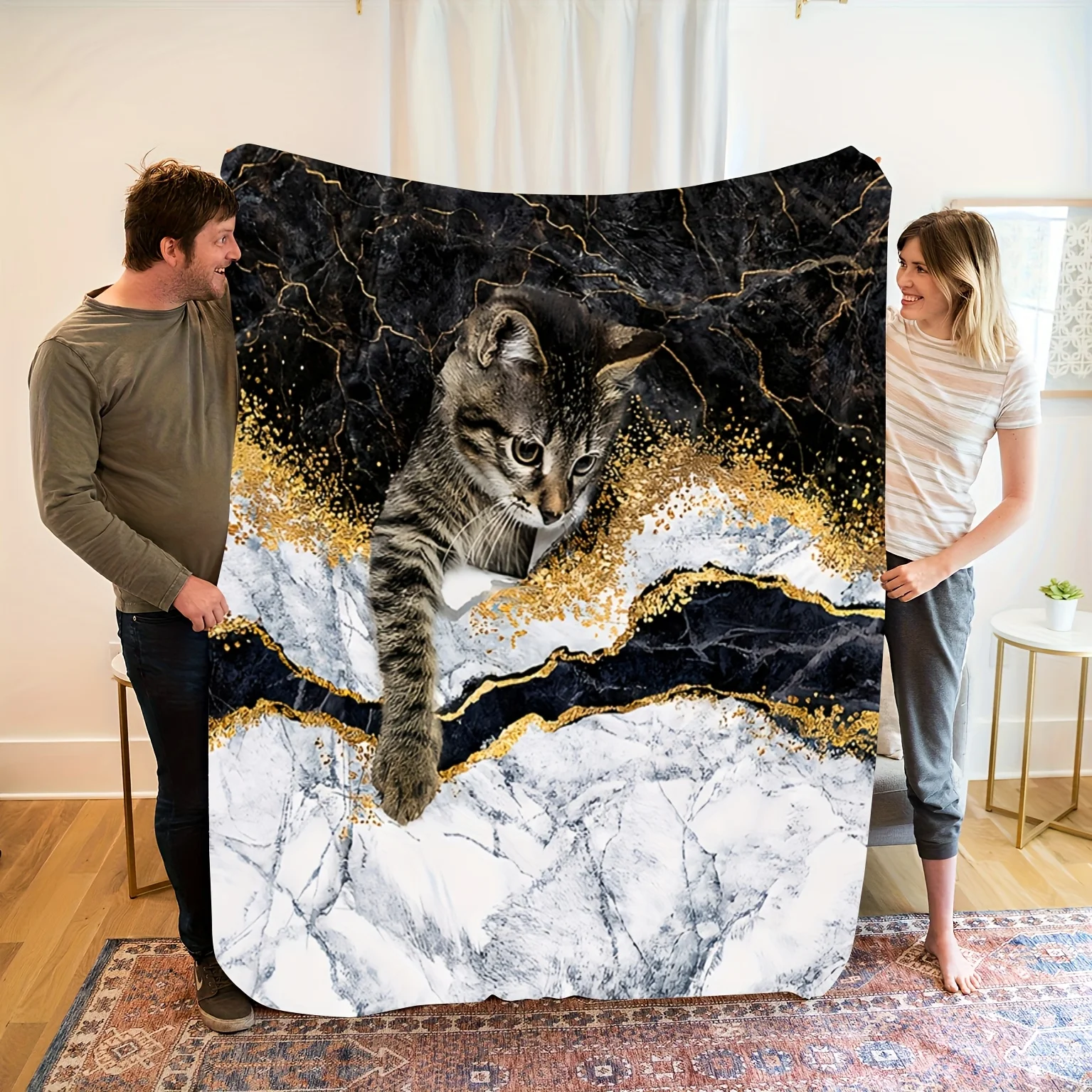 

1pc Luxury Purple Butterfly Fleece Blanket - 100% Polyester Scandinavian Style, All-Season Gift