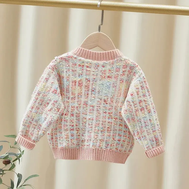 2 4 6Y Girls Sweater Cardigan Spring and Autumn Baby Sweater New Korean Casual Coat Children\'s Sweater Coat