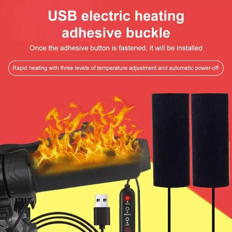 Motorcycle Handlebar Heater Removable Cold Proof Heated Grips USB Electric Hot Handlebar Warmer Winter Motorcycle Accessory