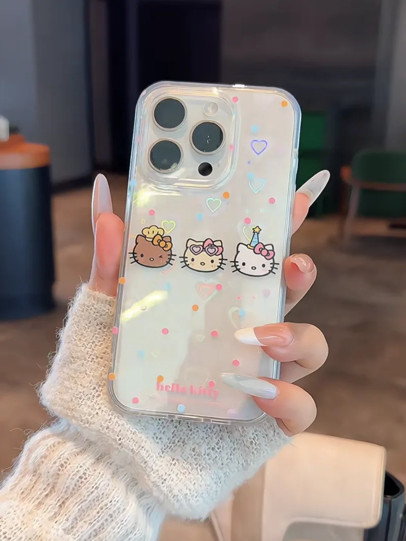 Sanrio Hello Kitty Pink Bowknot Phone Case For iPhone 15 14 13 12 11 Pro Max XR XS MAX 78Plus Y2K Girl Cute Anti Fall Back Cover