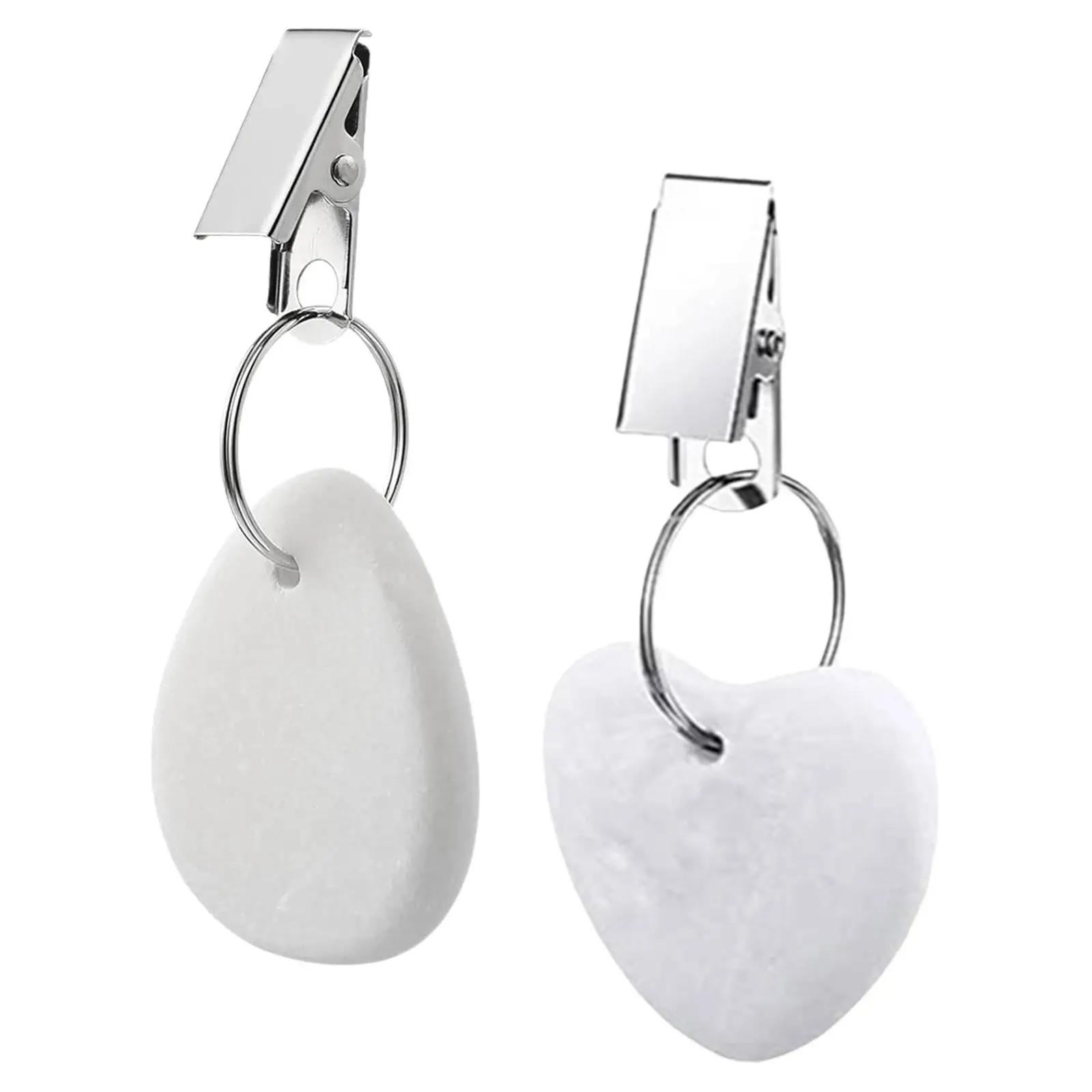 10x Marble Table Weights with Metal Clip, Table Cloth Party Stone Pendant for Curtain, Camping, Home, Kitchen