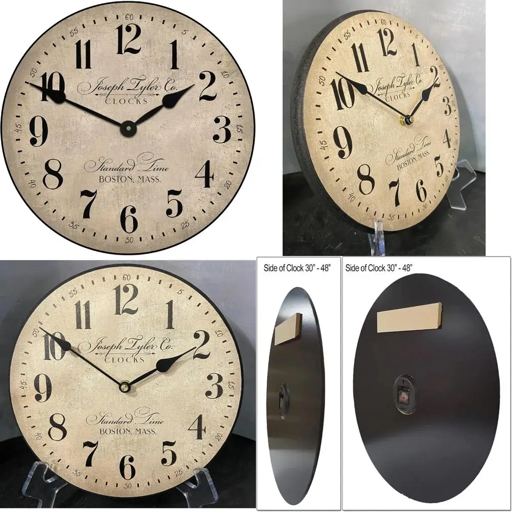 

Silent Non-Ticking Handcrafted Wall Clock - Rustic Parchment Colored, Made in USA, Beautifully Designed for Timekeeping