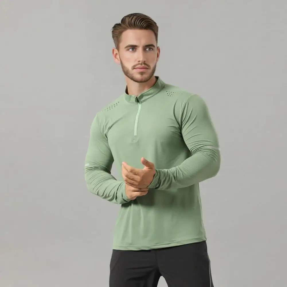 Men Athletics Top Running Shirts Long Sleeve Reflective Mens Basketball Sports Gym Fitness Guys Clothing Quick Drying Breathable