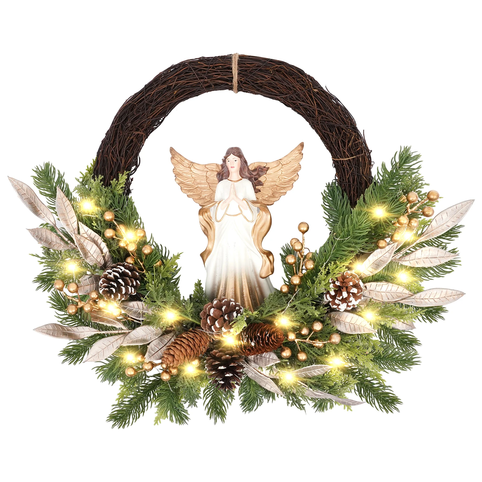 

Spread Holiday Joy with Our 24-Inch Angel Christmas Wreath, Perfect Christmas Gift and Decoration for Family & Friends