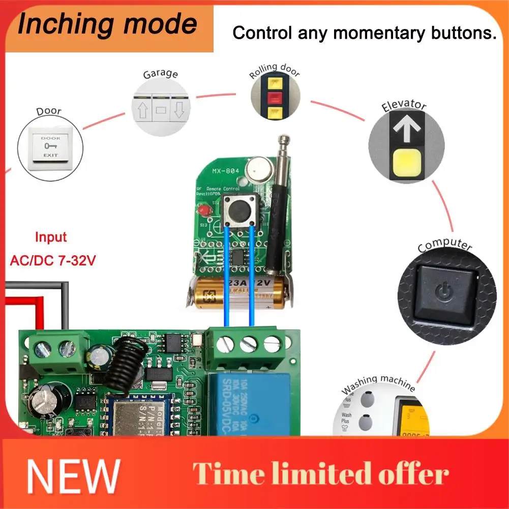 A42T-12V Wifi Relay Tuya Smart Life App Switch Module Remote-Timer Self-Locking Bekerja dengan Google Home Kontrol 2 Arah