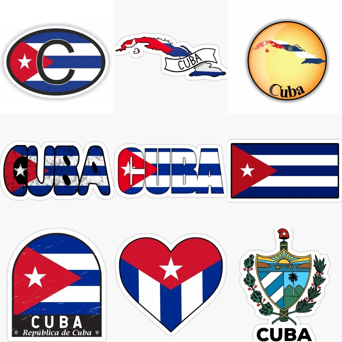 

Cuba CU Flag Map National Emblem PVC Sticker for Covered Scratch Decorate Motorcycle Laptop Window Car Table Helmet Wall