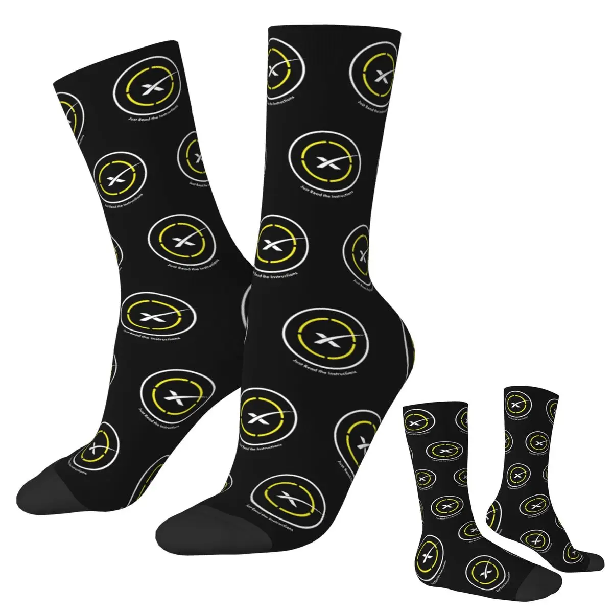 

Just Read The Instructions Space X Landing Pad Socks Harajuku Sweat Absorbing Stockings All Season Long Socks Accessories