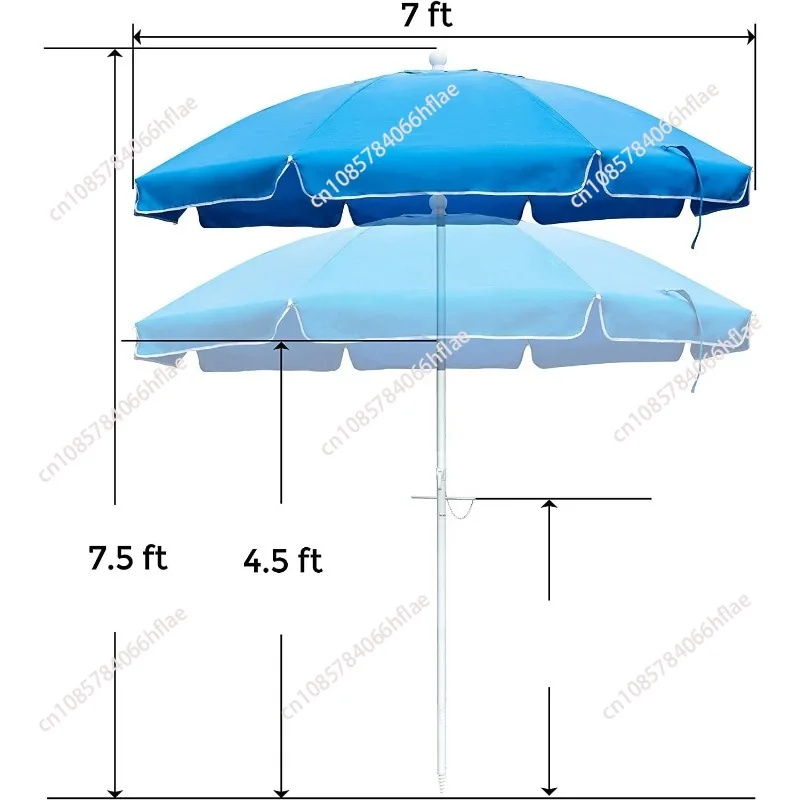 Rotatable Portable Beach Umbrella with 3-Segment Rod and Sand Anchor
