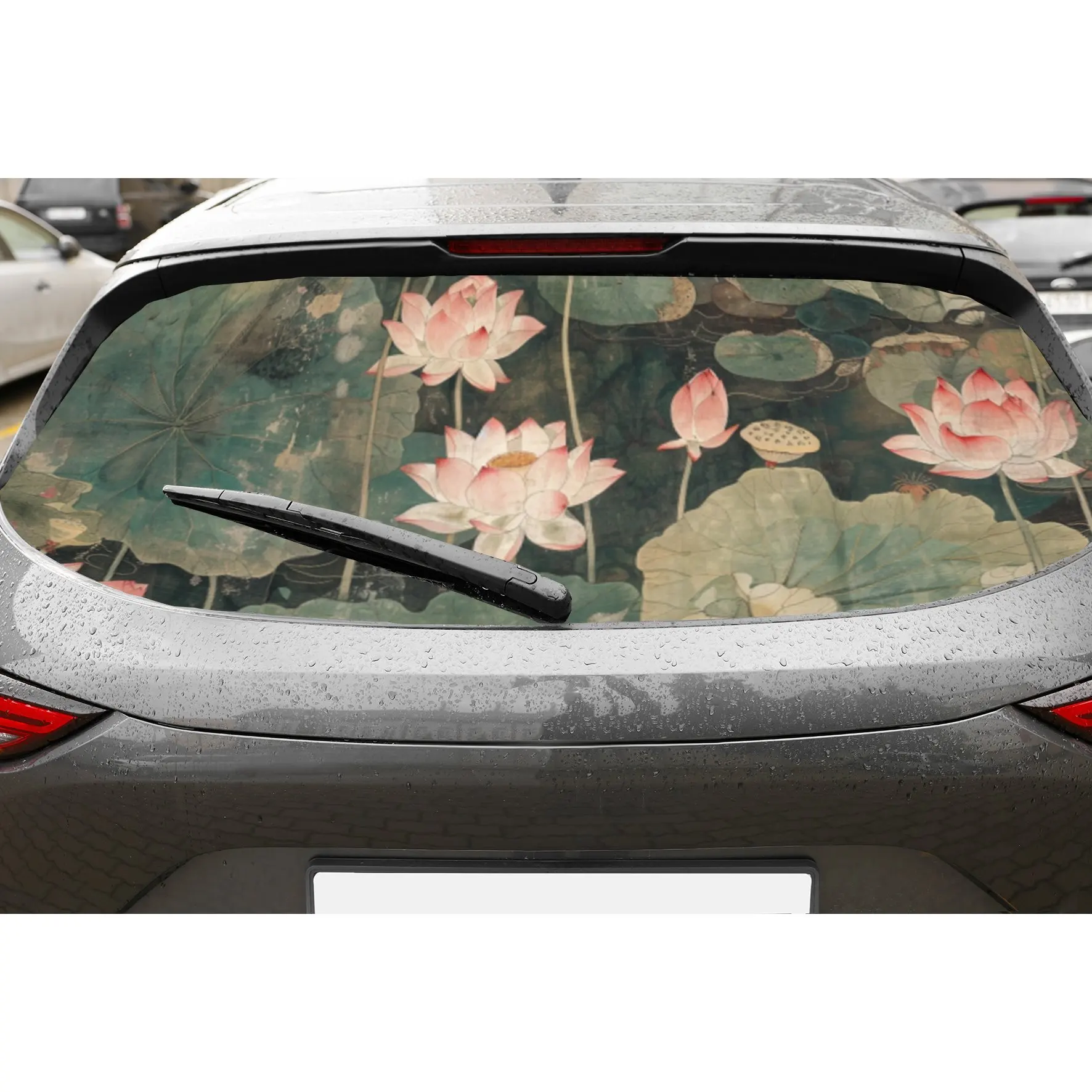 

Beautiful light pink lotus car rear window vinyl wraps sticker, auto art sticker, self-adhesive waterproof rear window decoratio
