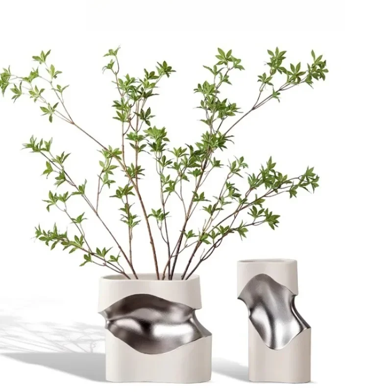 Modern light luxury gold silver Venus vase ceramic flower ware model room living room entrance hall creative ornament