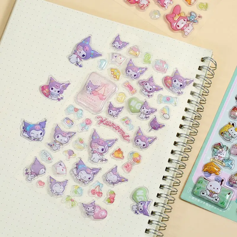 

Симпатичные 3D-наклейки Sanrio (3 шт.) — водонепроницаемые наклейки Kuromi & My Melody для скрапбуков, ноутбуков, чехлов для телефонов и декора детской комнаты