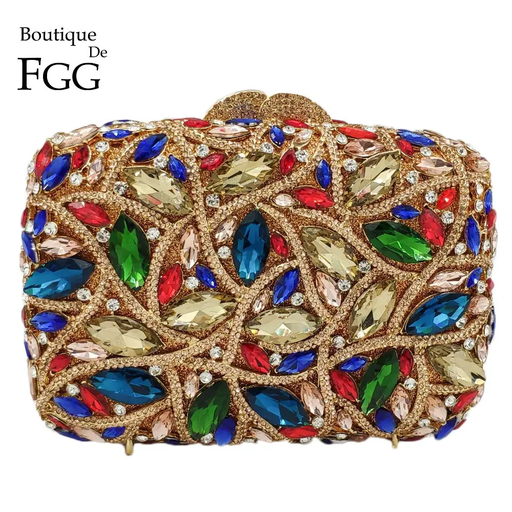 

Boutique De FGG (in stock) Hollow Out Women Crystal Clutch Evening Bags Wedding Rhinestone Handbags Bridal Diamond Purses Bag