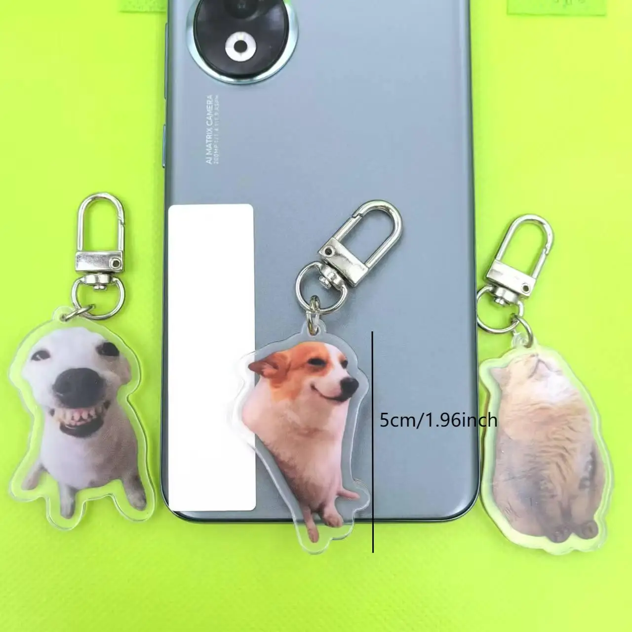 Silly Cat Key Chain, Kitten Sleeping Meme, Dog Laughing Meme, Screen Smiling Corgi Dog Meme Keychains Diy Pendant, Lovely Gift