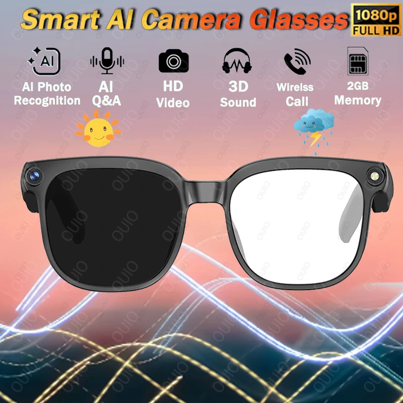 

New 4K AI Smart Glasses with 8MP Camera Video Recording Translation BT Call Music Play Men Women Waterproof Smart Sunglasses
