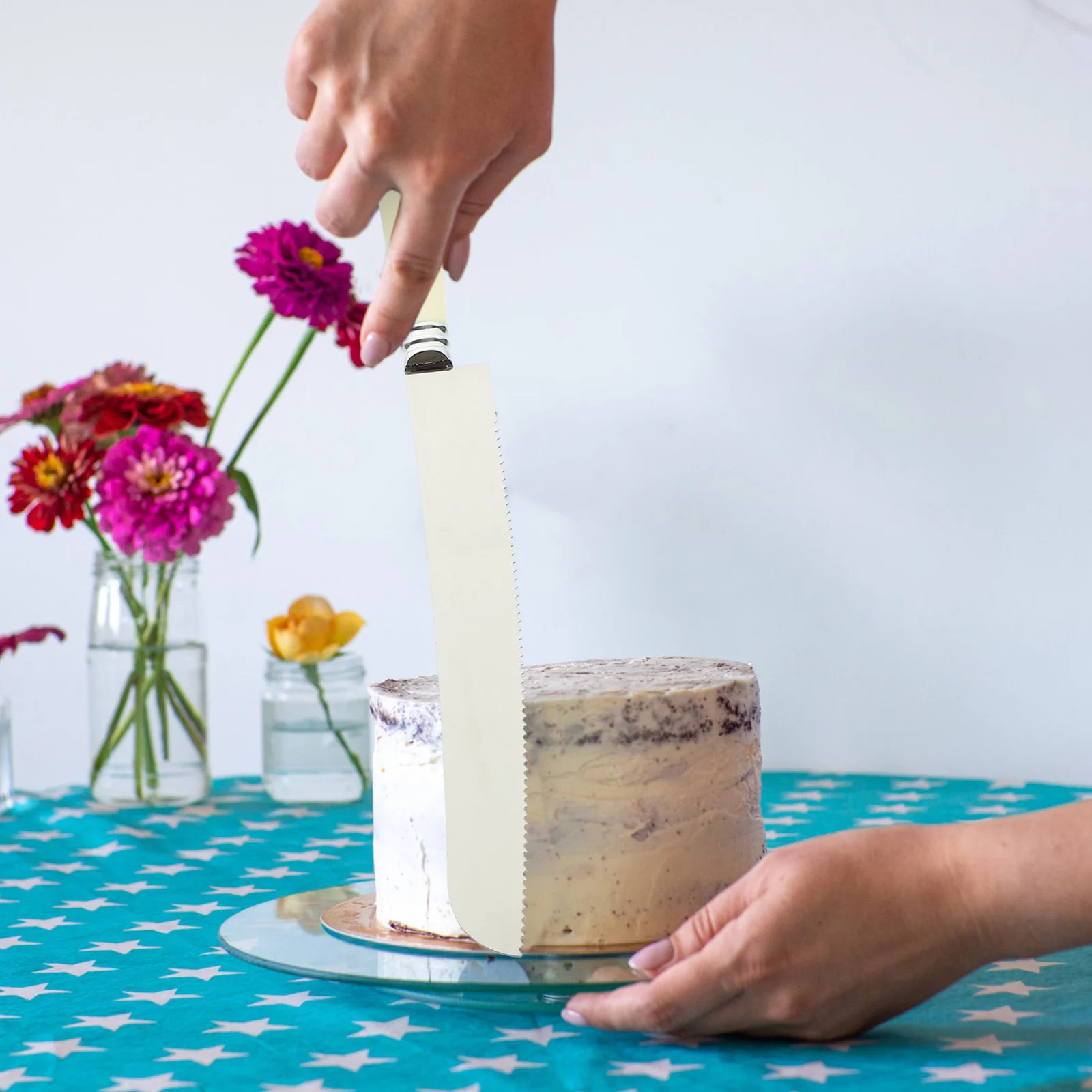 

2 pcs 1 Set Cake Turner Spatula Pink Stainless Steel Serrated Cutters For Baking Household Bread Shovels Kitchen Utensils