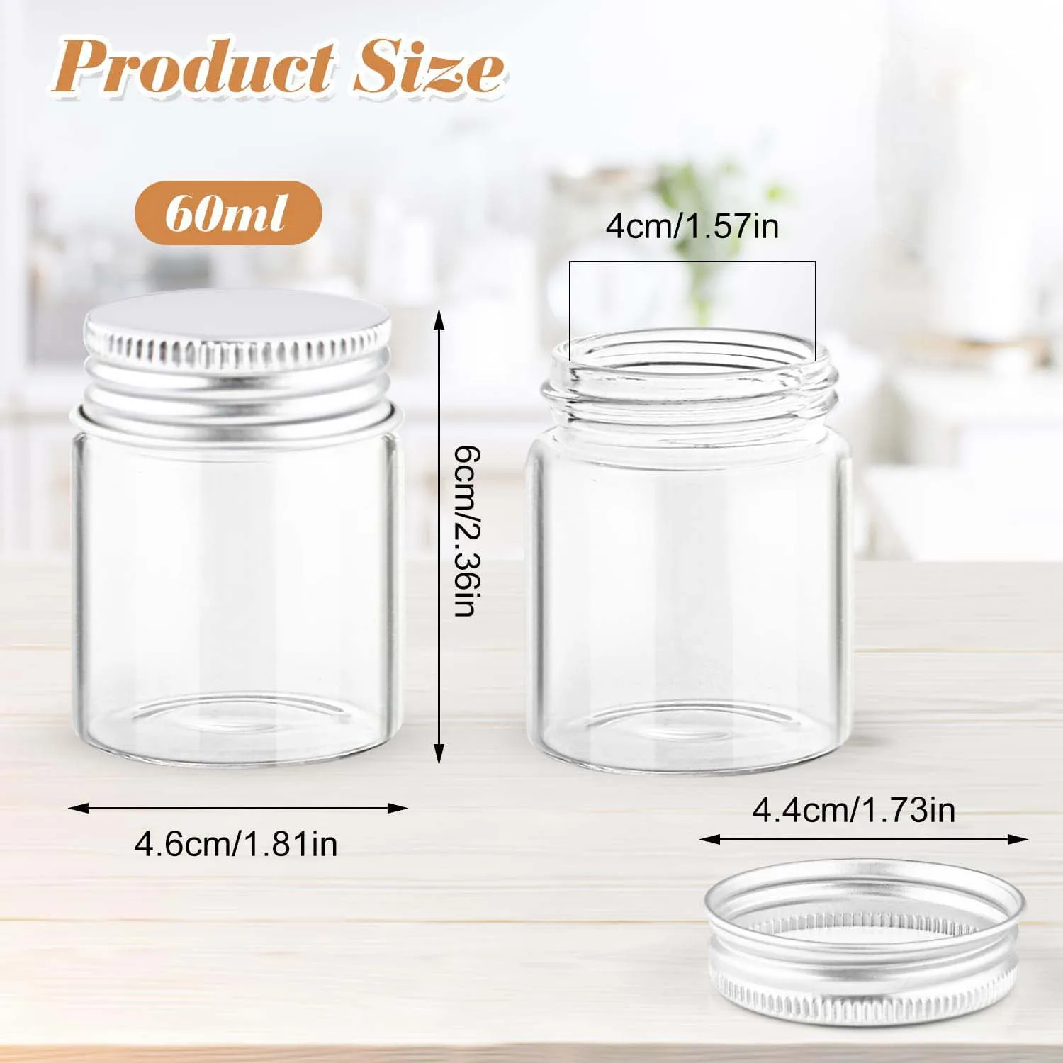 2oz Clear Glass Bottles With Lids Face Cream Storage  Containers For Storing Lotions,Powders,Ointments,Decorations