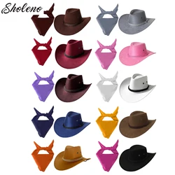 Kids Cowboy Cowgirl Cosplay Accessory Paisley Bandanna Scarf with Western Cowboy Hat for Halloween Carnival Dress Up Performance