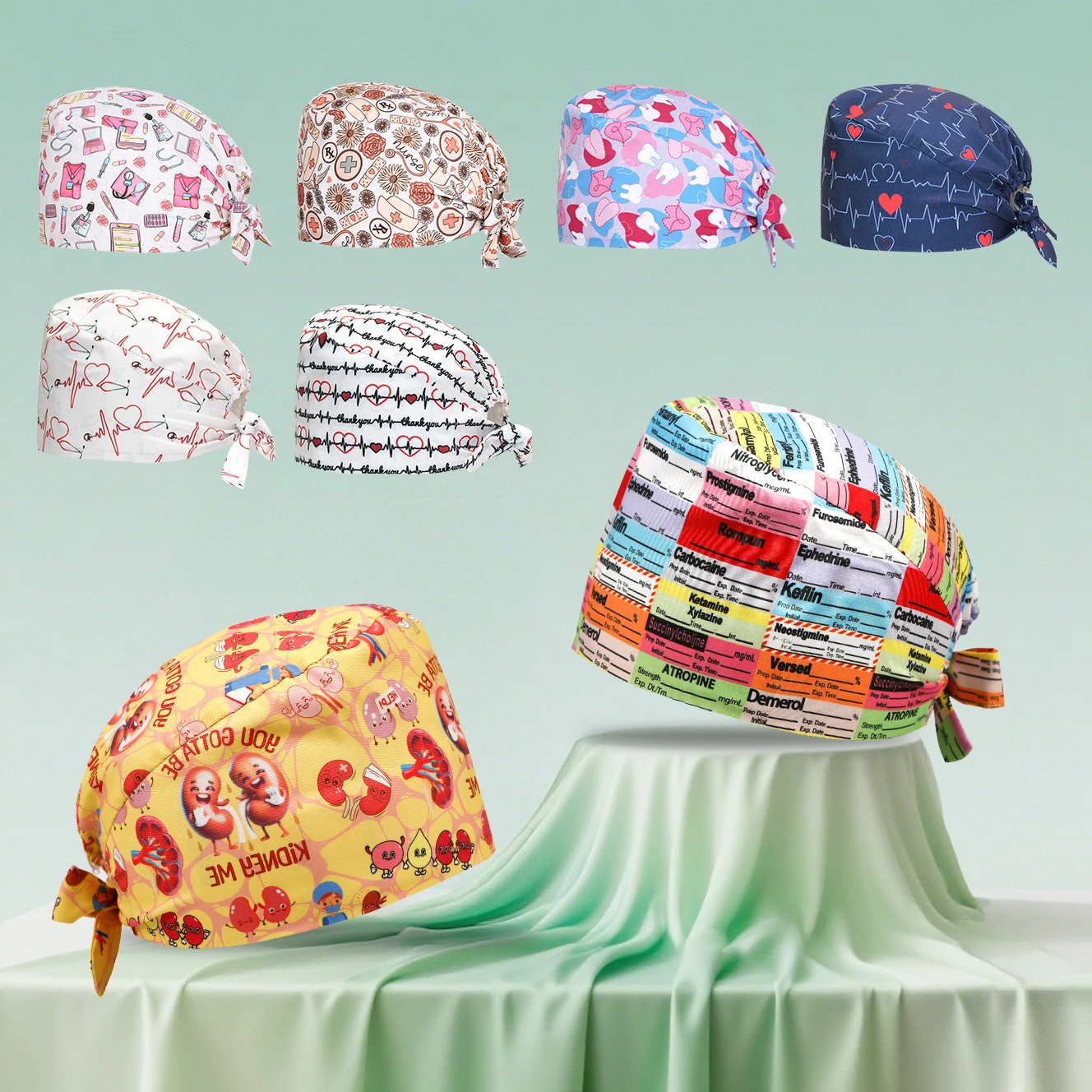 Летние шапочки для медсестер, стоматологическая шапочка-скраб, хирургические шапочки, медицинская больница, клиника, салон красоты, рабочие шапки, полиэстеровые шапочки для зоомагазина, шапочки для кормления