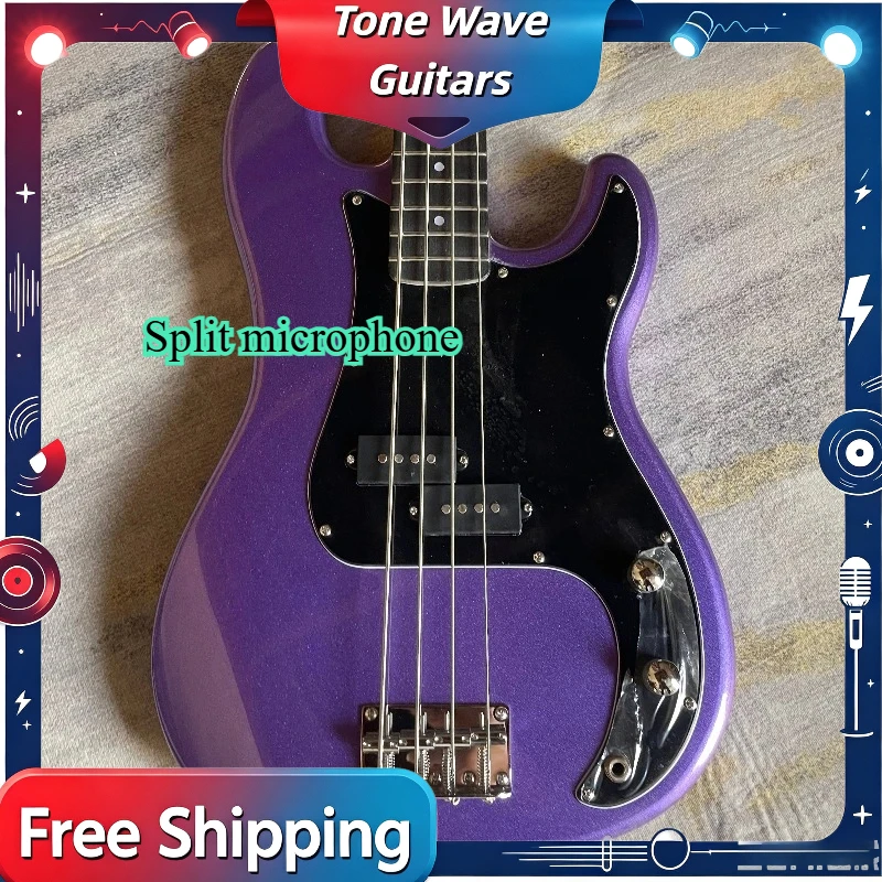 Metallic Purple PB Bass Electric Guitar Split Microphone Ebony Neck 4 String Bass Band Performance Delivery Included Beginner