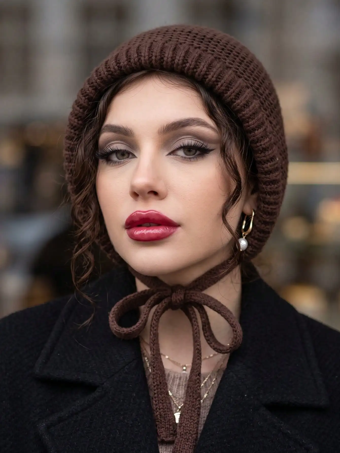 3/2/1pc Women's Y2K 2-In-1 Earflap Knit Hat With Bow Tie,Convertible Mini Crossbody Bag,Warm Windproof Chunky Cap For Daily Streetwear&Outdoor Winter SC260915212959896734946