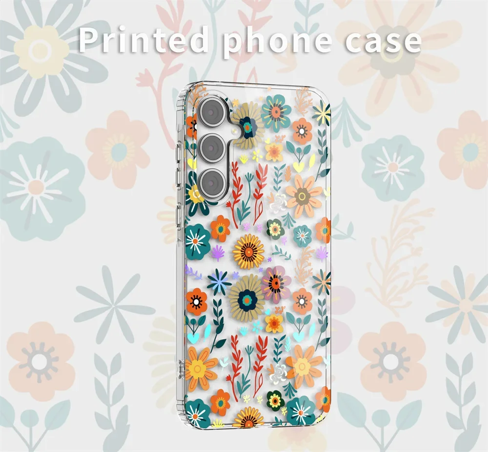 Coque de téléphone transparente à double impression de fleurs, étui à la mode pour samsung A36 A56 A52 A53 A14 A34, couverture florale colorée