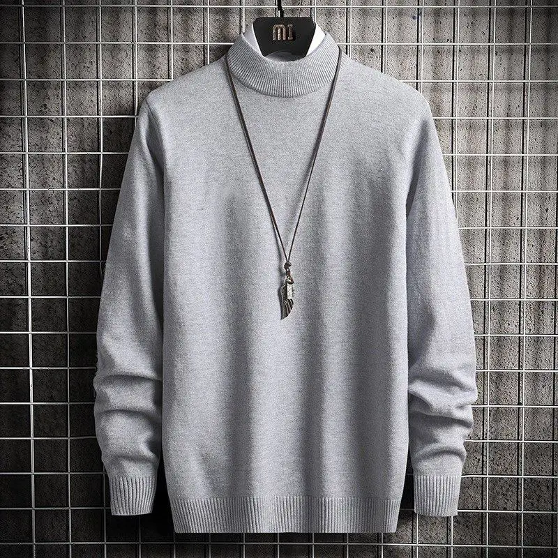 

Men's Faionable Versatile Casual Knitwear Sweater Boting Large Size Polyester Fiber Warm Long Sve f High Collar