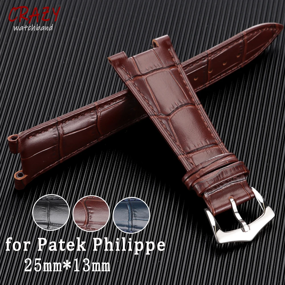 

Кожаные ремешки 25*13 мм для Patek Philippe 5711 5712G Nautilus для мужчин и женщин, ремешок для часов, деловые спортивные браслеты, коричневый мягкий ремень на запястье