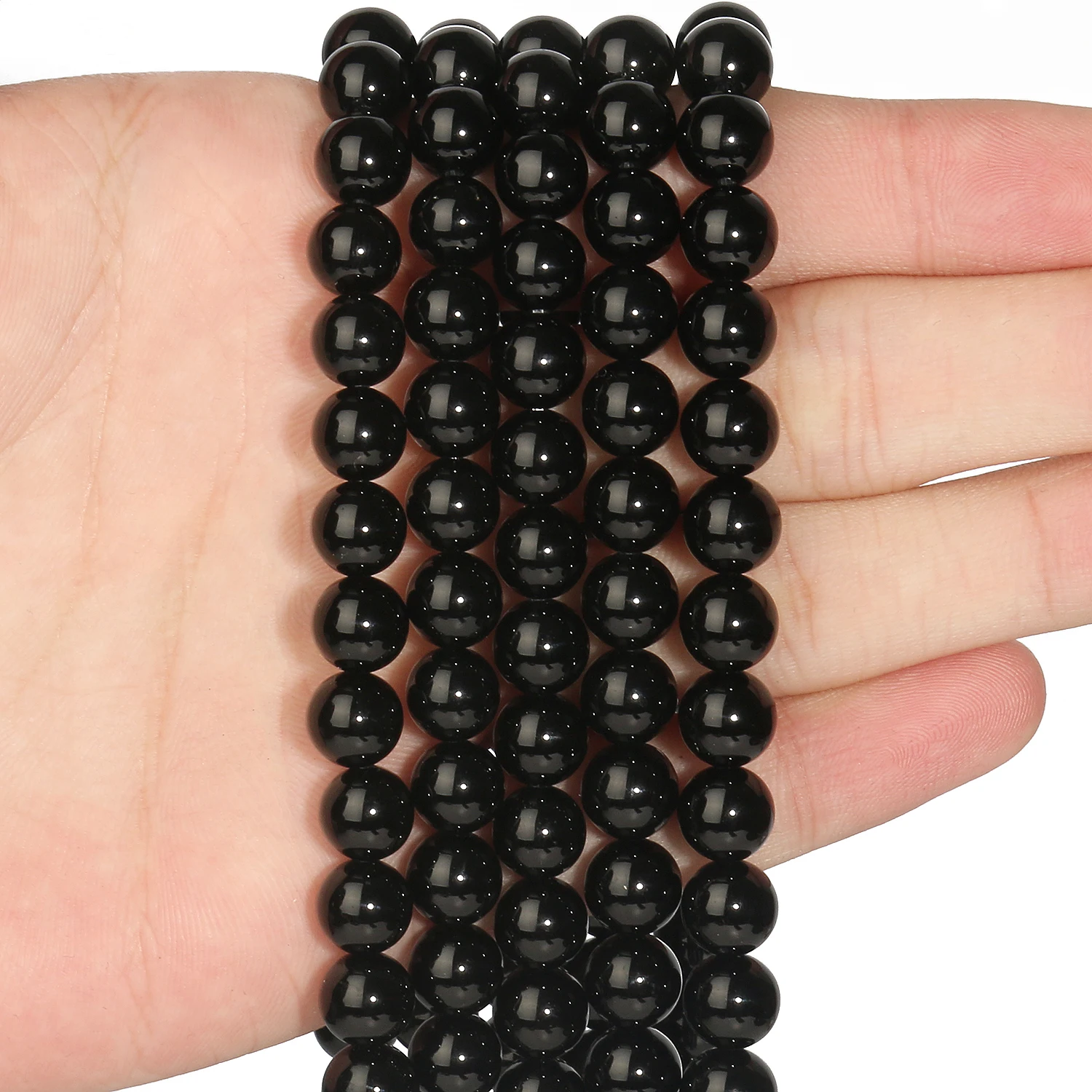 Großhandel Schwarze Achatsteinperlen 4 6 8 10 12mm Runde Lose Abstandsperlen für Schmuckherstellung DIY Armband Zubehör – Detail 2