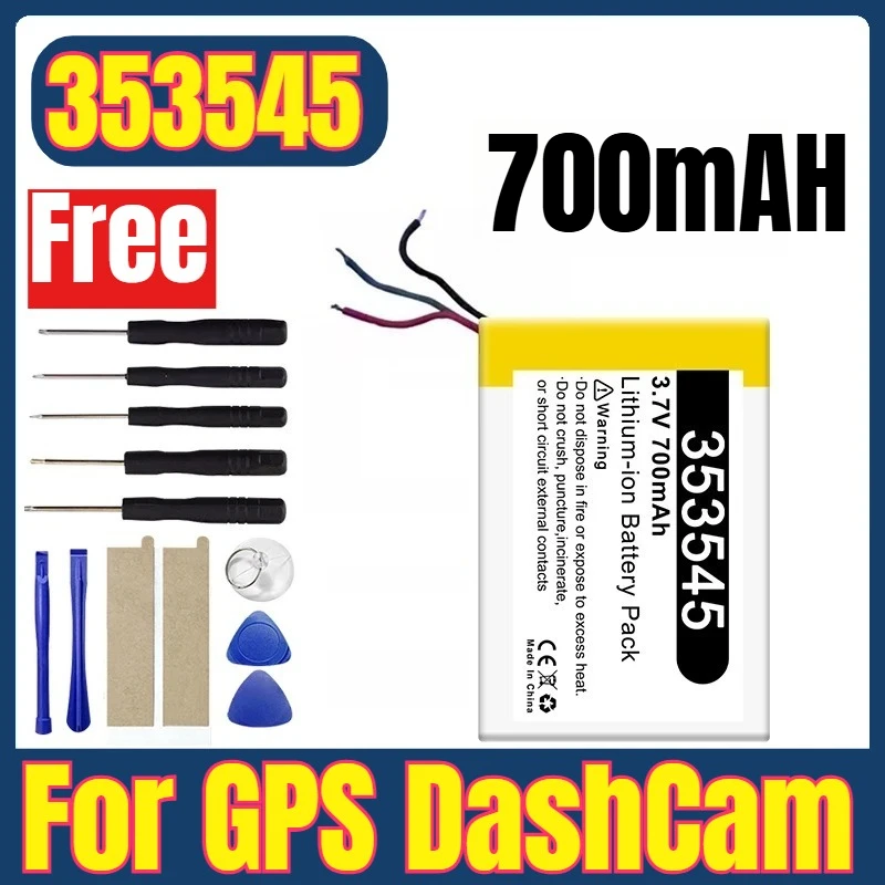 

700mAh 3.7V Thermistor 3-Wires Li-Polymer Li Lithium Battery 353545 for GPS DashCam