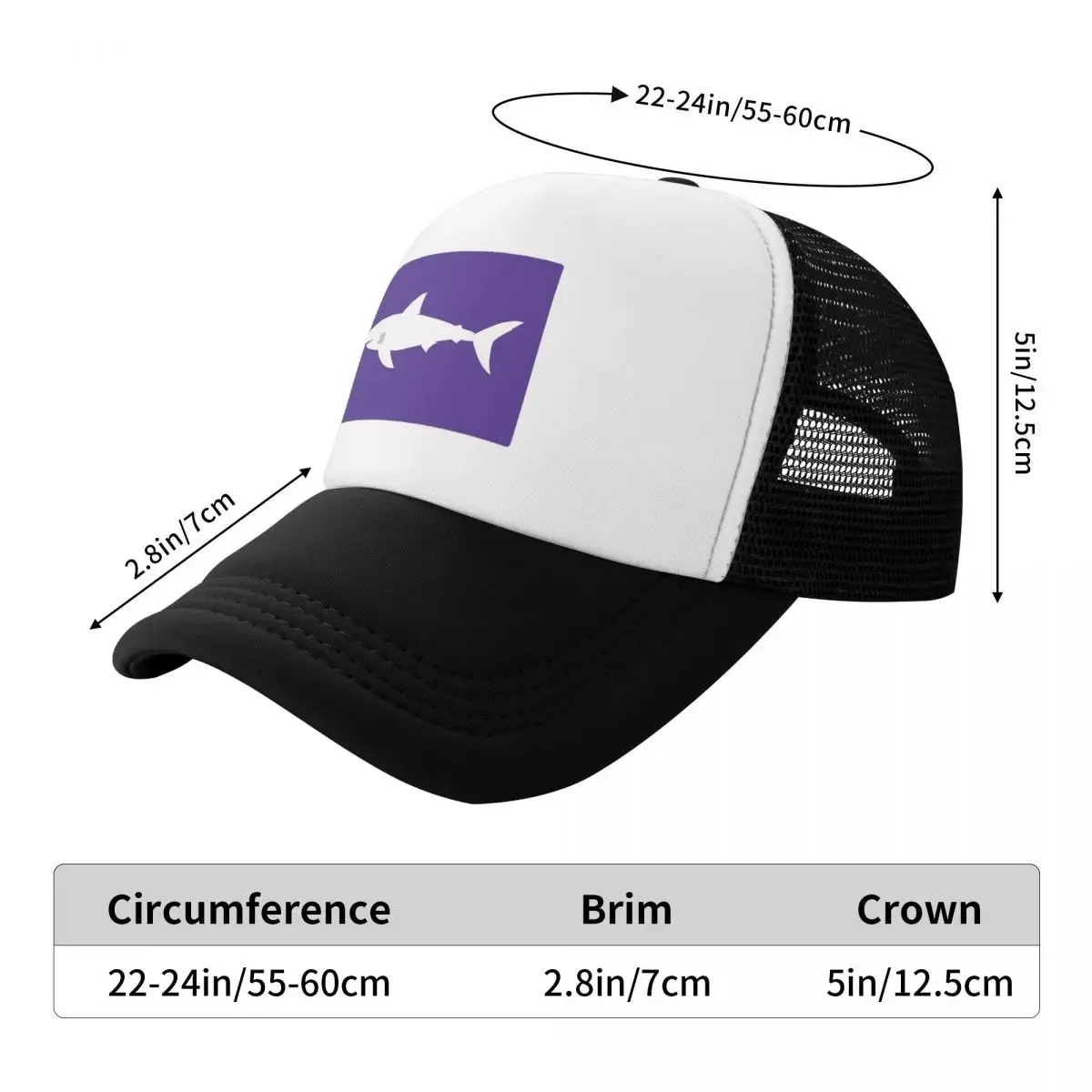 Shark warning flag purple Baseball Cap fishing hat Gentleman Hat Women Beach Fashion Men's