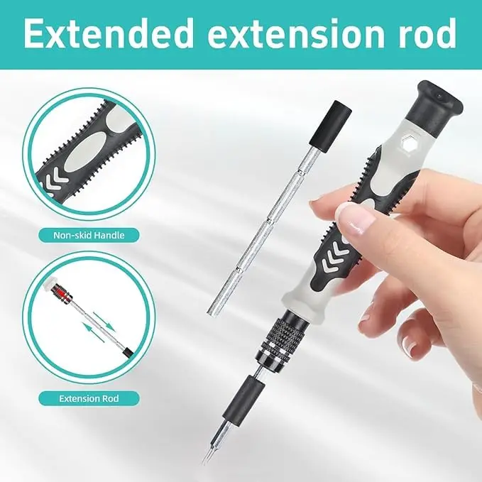 115-in-1 Precision Screwdriver Set Professional Repair Kit with Magnetic Non-Slip Handle and Tweezers with Flat and Multiple Bit