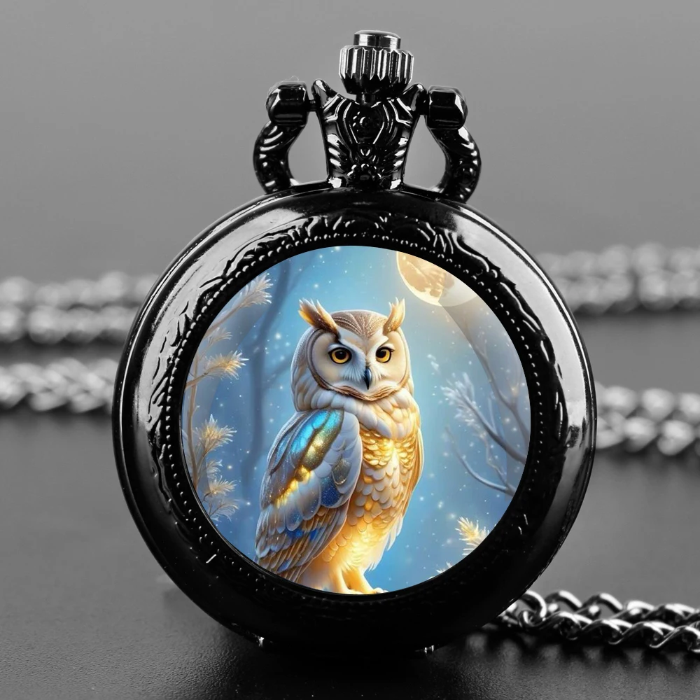 Orologio da tasca al quarzo vintage Cartoon Aool Animal Lupo Drago Gatti Cervo Gufo, Collana con ciondolo Regalo ideale per uomini, donne e bambini