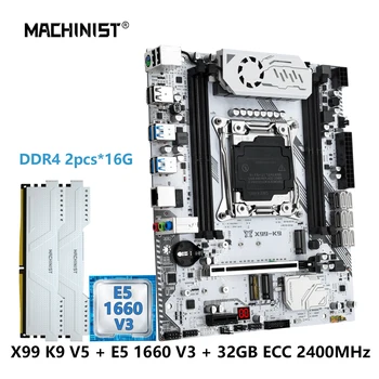 Makinist X99 anakart seti LGA 2011-3 kiti Xeon E5 1660 V3 CPU işlemci 2*16G DDR4 ECC RAM 2400MHZ bellek NVME M.2 K9 2.0