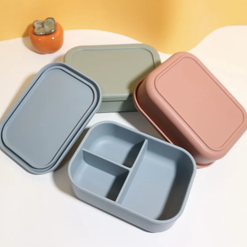 

Bpa Free School Children Kid Snack Food Container Bento Foldable Silicone Lunch Box Collapsible With Lid