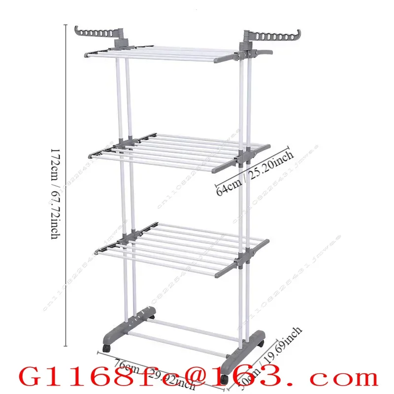 Household Multi-functional Mobile Balcony Foldable Indoor Four-layer Drying Rack Floor Hanging Hanger
