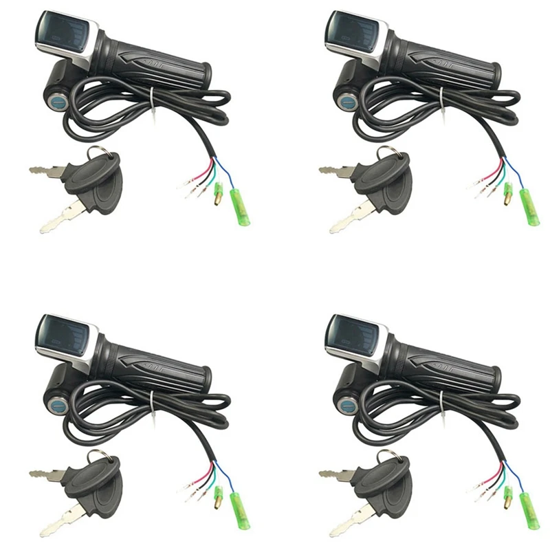 New 4X Bike Twist Throttle For Electric Bike Throttle 36V Gas Handle Throttle LCD Display Lock Key