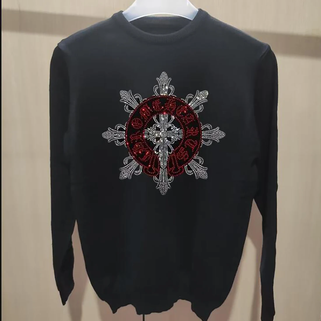 Men\'s Sweater Hip-hop Stylish Rhinestone Trendy Tops Designer Skull Streetwear Male Pullover Comfortable High-quality Clothing