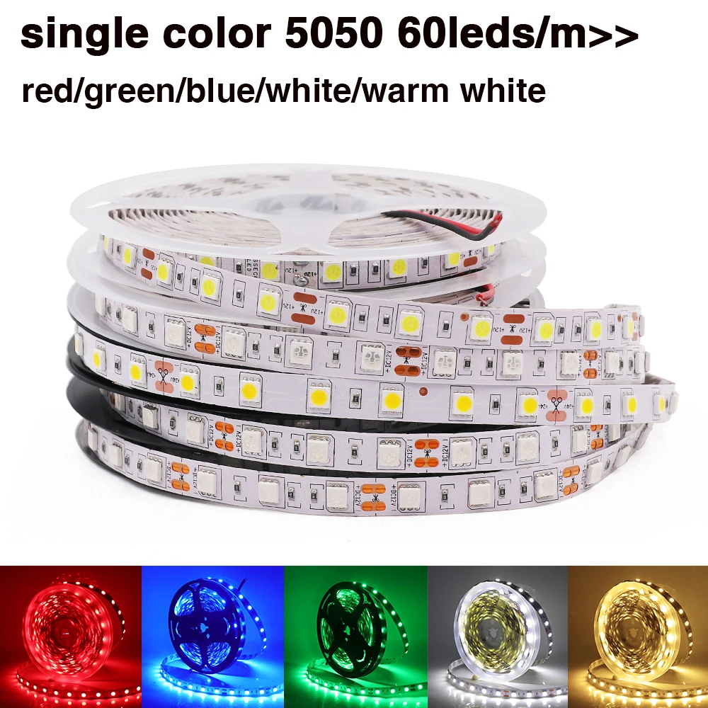 12V 24V RGB CCT Tira LED 5050 2835 60 120 leds/m Branco/Vermelho/Verde/Azul/Rosa Fita Flexível LED Corda Fita para Decoração de Casa