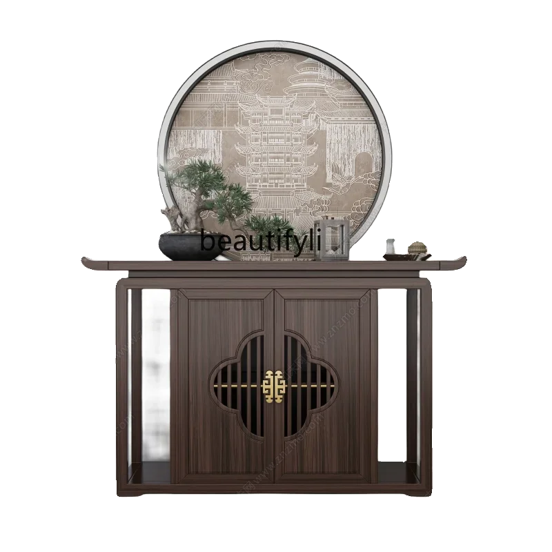 

New Chinese-style entrance table living room ebony wood light luxury case table, solid wood entrance cabinet