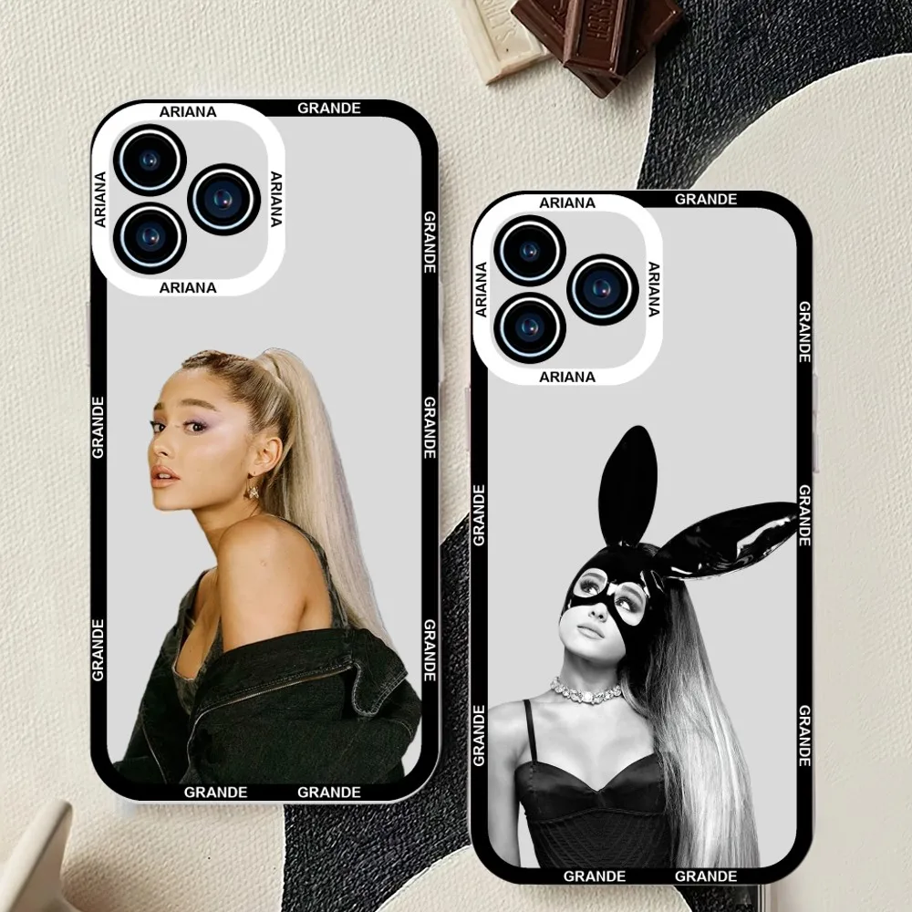 Singer A-Ariana G-Grandes Phone Case For iPhone 11 12 Mini 13 14 15Pro Max Transparent Shell