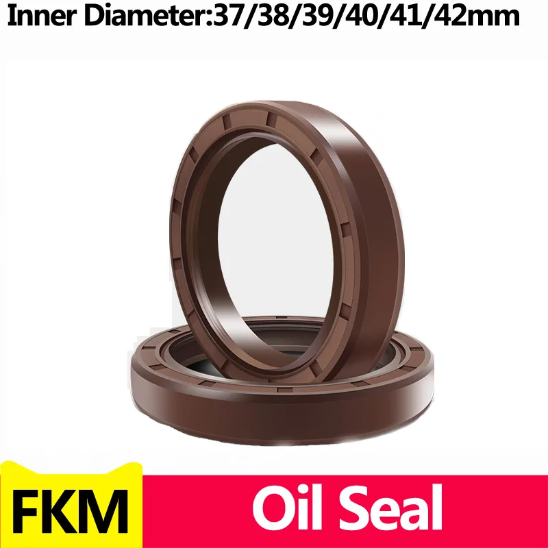 FKM Framework Oil Seal TC Fluoro Rubber Gasket Rings Cover Double Lip with Spring for Bearing Shaft ID*OD*TH 37/38/39/40/41/42MM