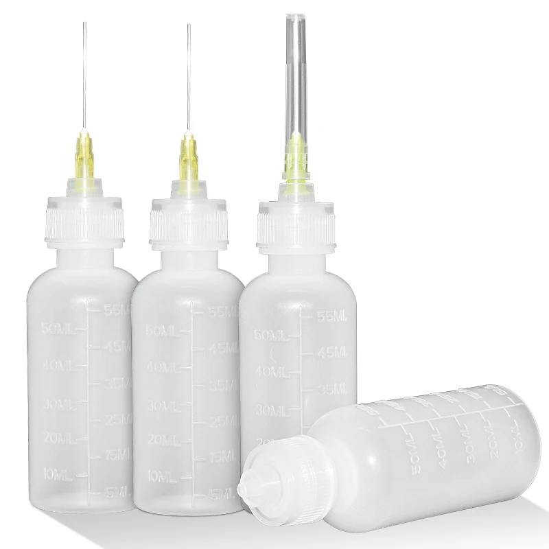 1pcs 55ml Transparent Polyethylene Needle Dispenser Dispensing Bottle For Rosin Solder Flux Paste + 1 Needles Tools